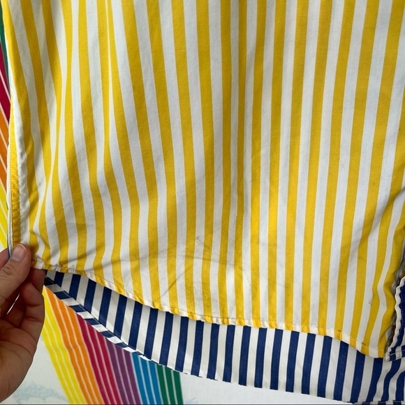 VINTAGE TOMMY HILFIGER colorblock stripe grandad collar oxford button down large - Picture 4 of 12